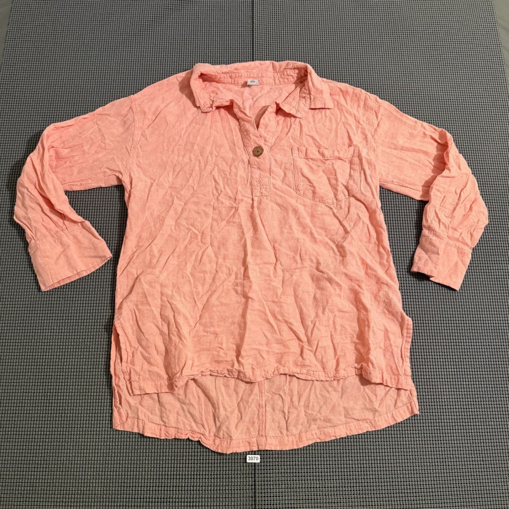Old Navy Womens Peach Long Sleeve Henley Shirt Size M